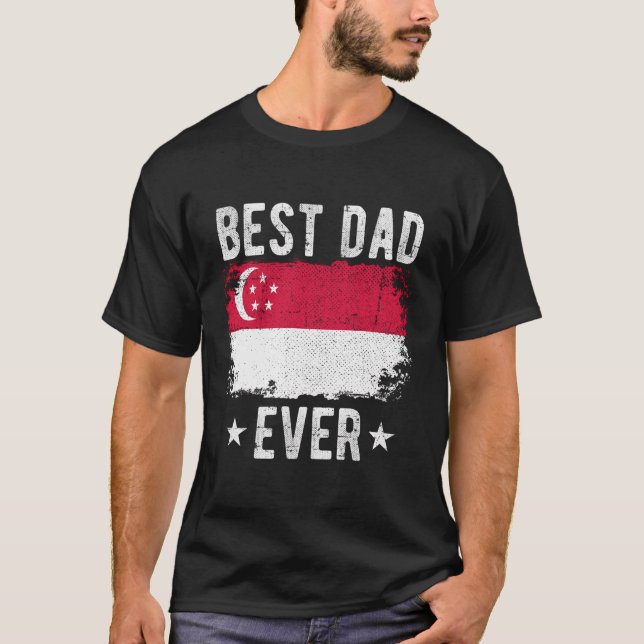 Camiseta El mejor papá de la bandera de Singapur es el mejo (Anverso)