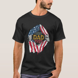 Camiseta El mejor papá de la bandera estadounidense el día