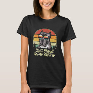 Camiseta El mejor papá de pitbull negro jamás vintage retro