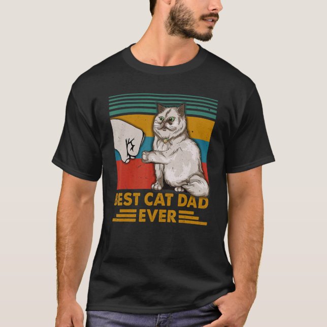 Camiseta El mejor papá del gato jamás puño al gato papa pro (Anverso)