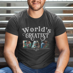 Camiseta El mejor PAPÁ del mundo con 3 marcos para fotos