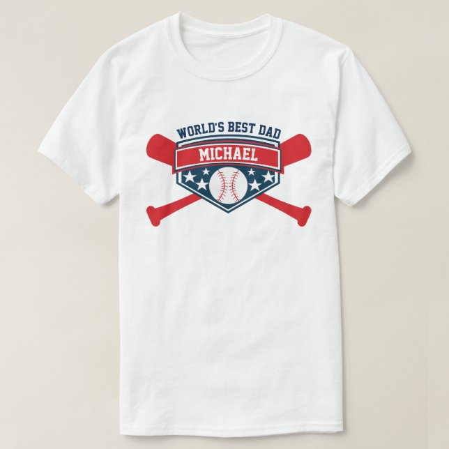 Camiseta El mejor papá del mundo de béisbol en el mundo (Diseño del anverso)