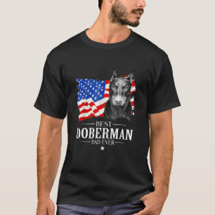 Camiseta El Mejor Papá Doberman Americano Bandera Americana
