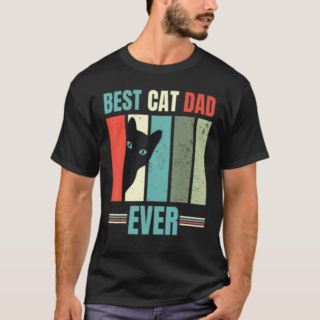 Camiseta El mejor papá gato del padre gráfico retro D (Anverso)