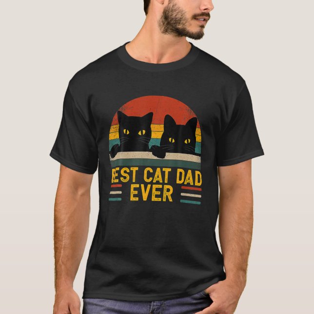 Camiseta El mejor papá gato del viejo estilo retro (Anverso)