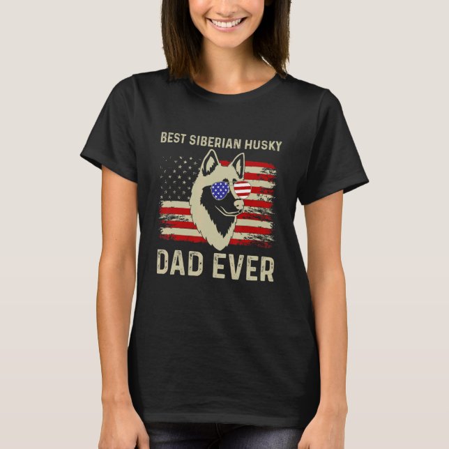 Camiseta El mejor papá Husky Padres Día de la Bandera Estad (Anverso)