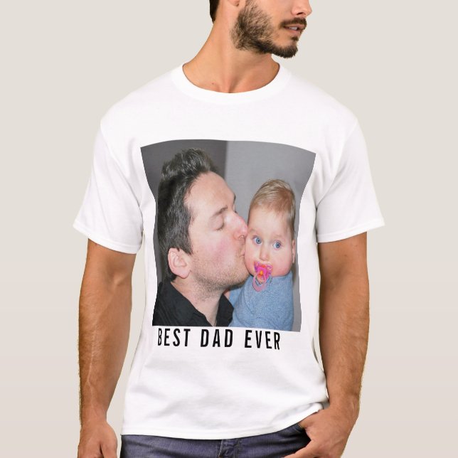 Camiseta El Mejor Papá Nunca Papi Y Foto Del Bebé (Anverso)