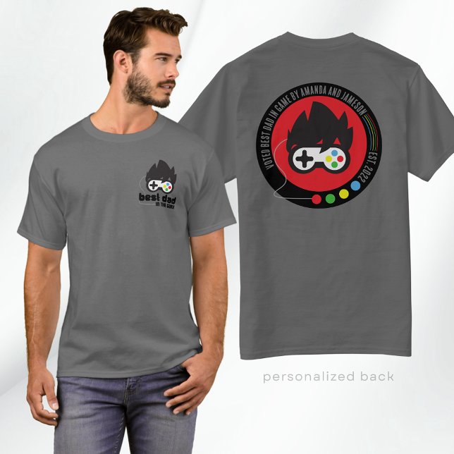 Camiseta El mejor papá personalizado en el regalo del juego (Unique Retro Inspired Best Dad in the Game T-Shirt for Gaming Dads and Step Dads in Dark Grey)