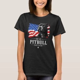 Camiseta El mejor papá Pitbull del hombre Bandera americana