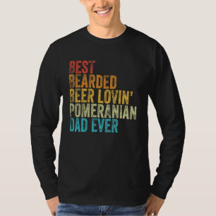 Camiseta El mejor papá pomerania con barba amante de la cer
