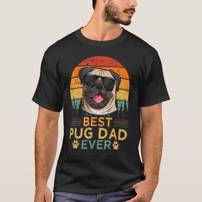Camiseta El mejor papá pug de estilo retro masculino del dí (Anverso)
