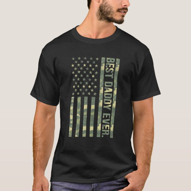Camiseta El mejor papi de los EE.UU., la bandera estadounid (Anverso)
