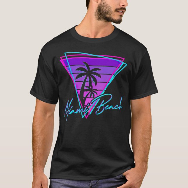 Camiseta El mejor paraíso playero del Retro Miami Beach Vin (Anverso)