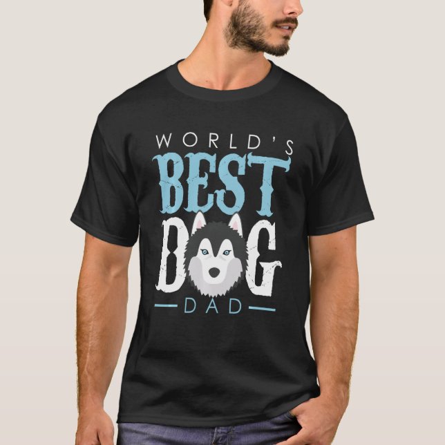 Camiseta El Mejor Perro Del Mundo Papá Husky Cara Blanco Az (Anverso)