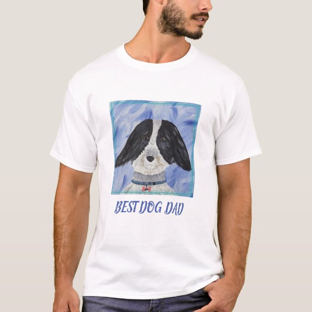 Camiseta El mejor perro papá negro y blanco suelto de furia (Anverso)