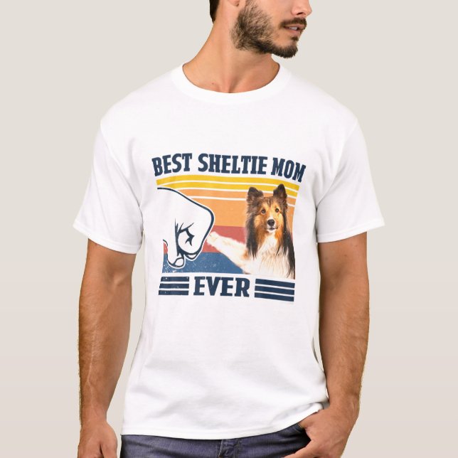 Camiseta El mejor perro pastor de Shetland Sheltie Mamá sie (Anverso)