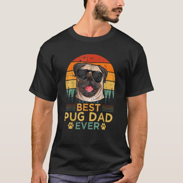 Camiseta El mejor pug de papá estilo retro masculino del dí (Anverso)