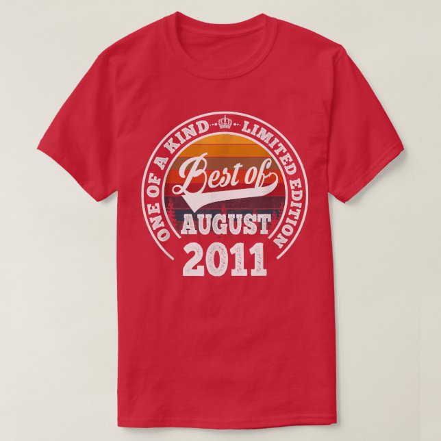 Camiseta El Mejor Regalo De Agosto De 2011 Por 11 Años (Diseño del anverso)