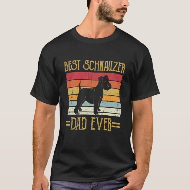 Camiseta El mejor Schnauzer Dad nunca Showers Gigante Herre (Anverso)