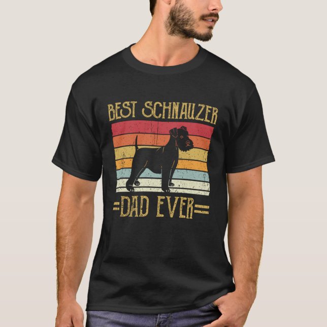 Camiseta El mejor Schnauzer Dad nunca Showers Gigante Herre (Anverso)