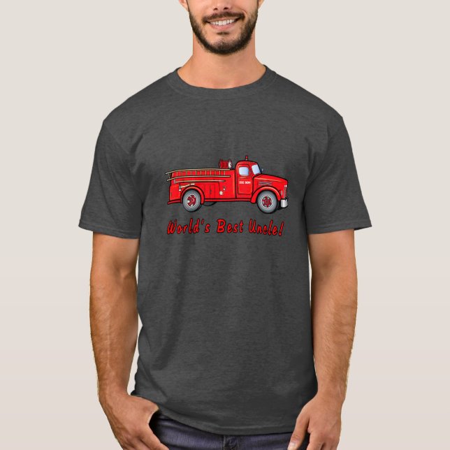 Camiseta El mejor tío del mundo con el coche de bomberos (Anverso)