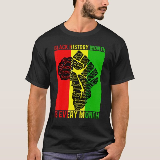 Camiseta El Mes de la Historia Negra es cada mes Poder Fist (Anverso)
