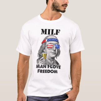 Camiseta El MILF Man I Love Freedom Ben Franklin Funny 4Jul