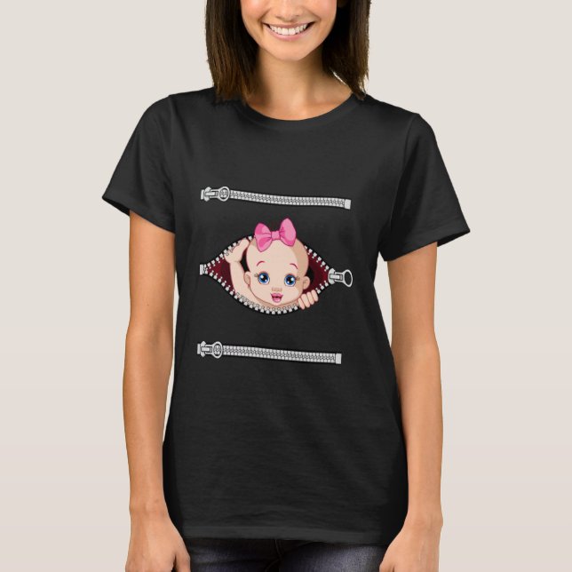Camiseta El mirar a escondidas adorable de la niña (Anverso)