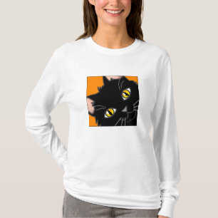 Camiseta El mirar a escondidas negro usable del gatito