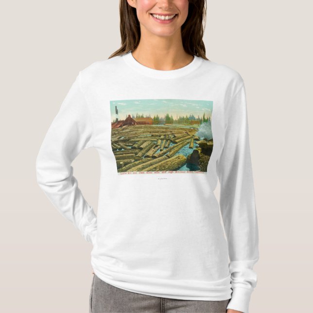Camiseta El molino y la presa, río de la madera de (Anverso)
