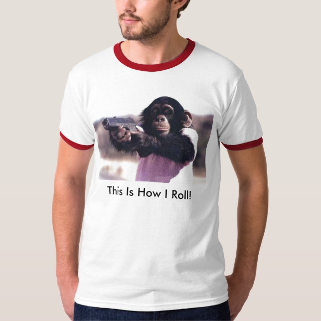 Camiseta ¡el mono-arma, éste es cómo ruedo! (Anverso)