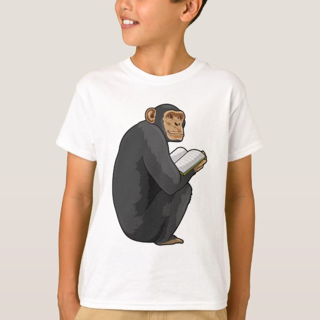 Camiseta El mono como nerd con el libro (Anverso)