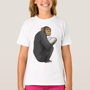 Camiseta El mono como nerd con el libro