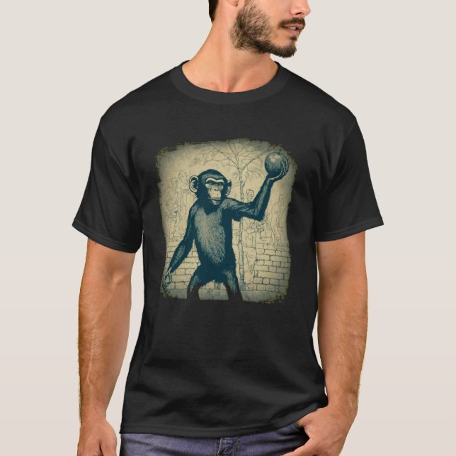 Camiseta El mono con la manzana estúpida de la humanidad (Anverso)