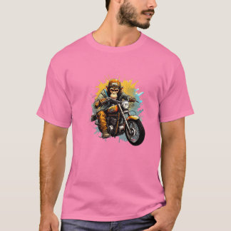 Camiseta El mono conduce la motocicleta