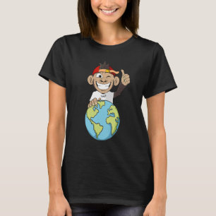 Camiseta El Mono De Earth Daý 2022 Con Un Globo Mundial