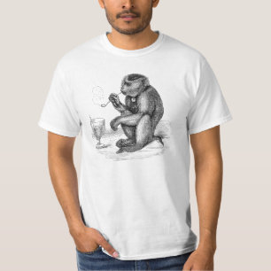 Camiseta El mono del vintage que fuma un tubo Monkeys el