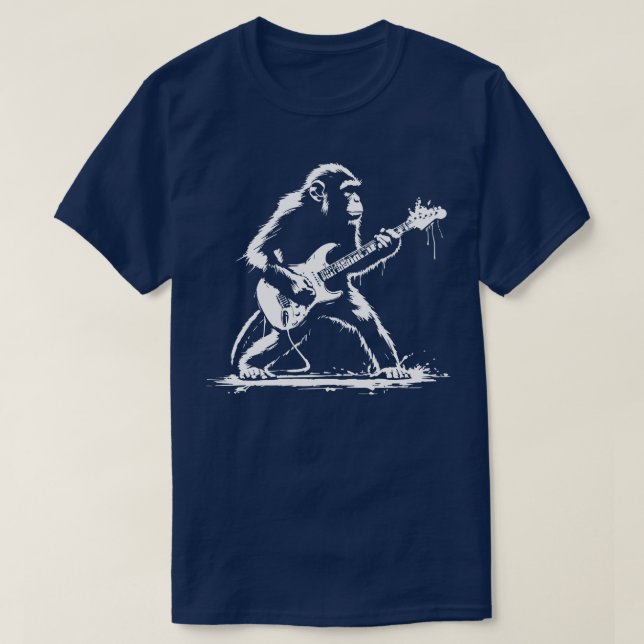 Camiseta el mono toca la guitarra (Diseño del anverso)