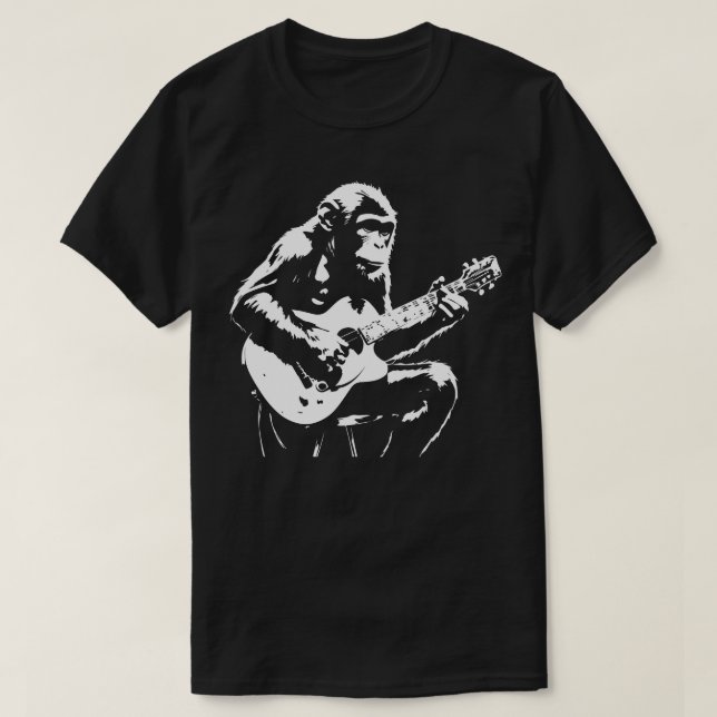 Camiseta el mono toca la guitarra 1 (Diseño del anverso)