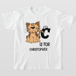 Camiseta El monograma C del personalizado es para gatos lin