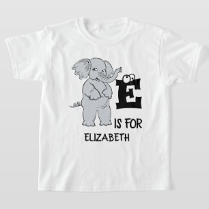 Camiseta El monograma E de personalizado es para elefante d