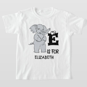 Camiseta El monograma E de personalizado es para elefante d