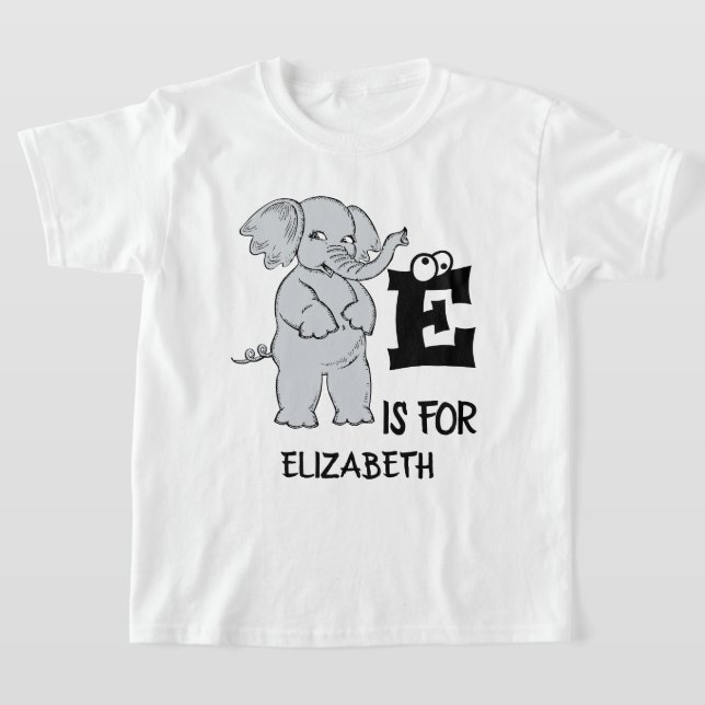 Camiseta El monograma E de personalizado es para elefante d (Distribución)
