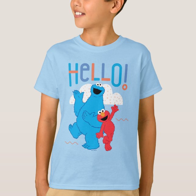 Camiseta ¡El Monstruo de las Galletas y Elmo Hola! (Anverso)