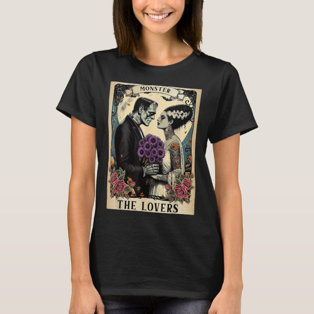 Camiseta El Monstruo Frankenstein Y Bride Los Amantes Del T (Anverso)