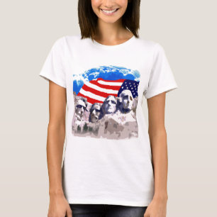Camiseta El monte Rushmore con la bandera americana