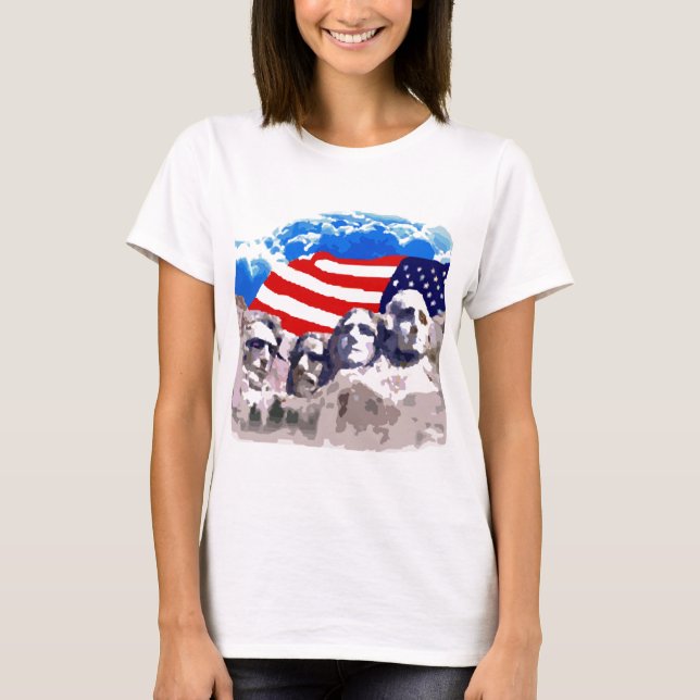 Camiseta El monte Rushmore con la bandera americana (Anverso)