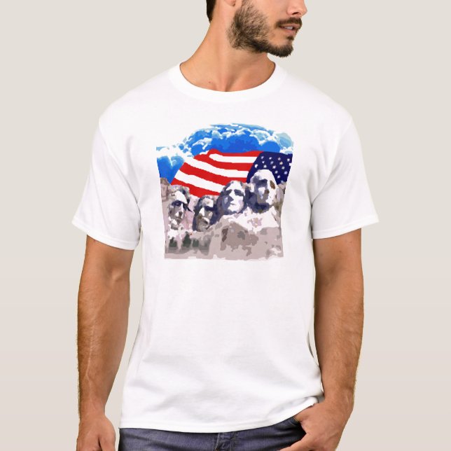 Camiseta El monte Rushmore con la bandera americana (Anverso)