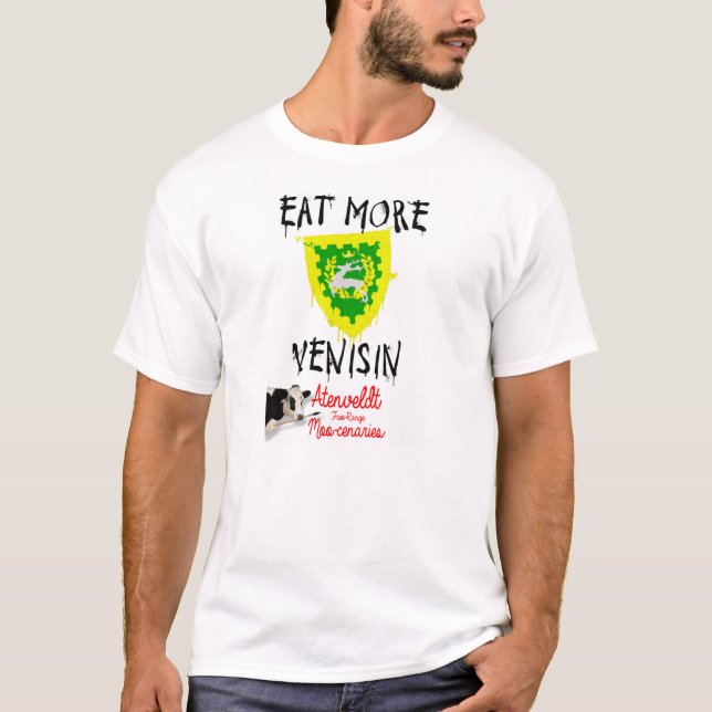 Camiseta ¡El MOO Mercs come más carne de venado! (Anverso)
