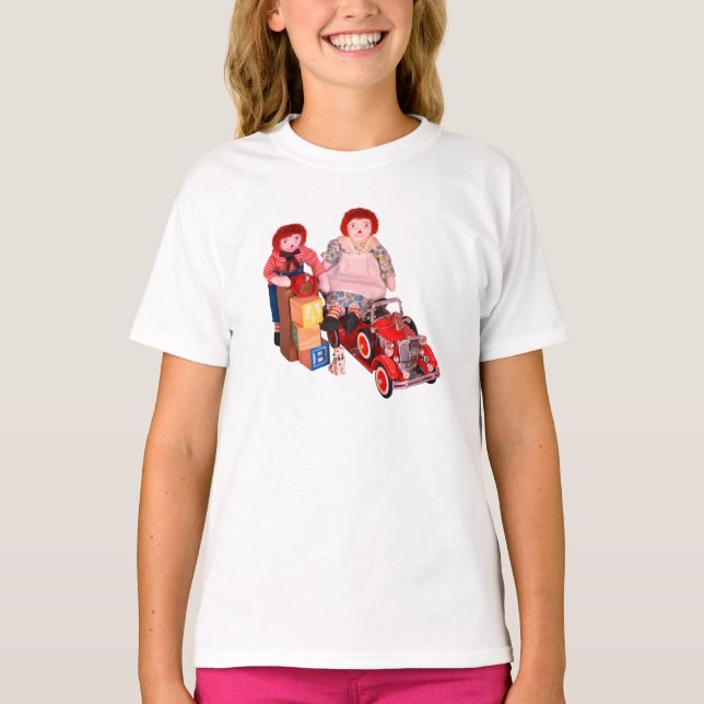 Camiseta El motor de bomberos KIDS Raggedy Ann & Andy bloqu (Anverso)